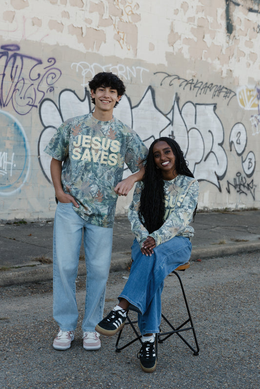Jesus Saves Camo Tee