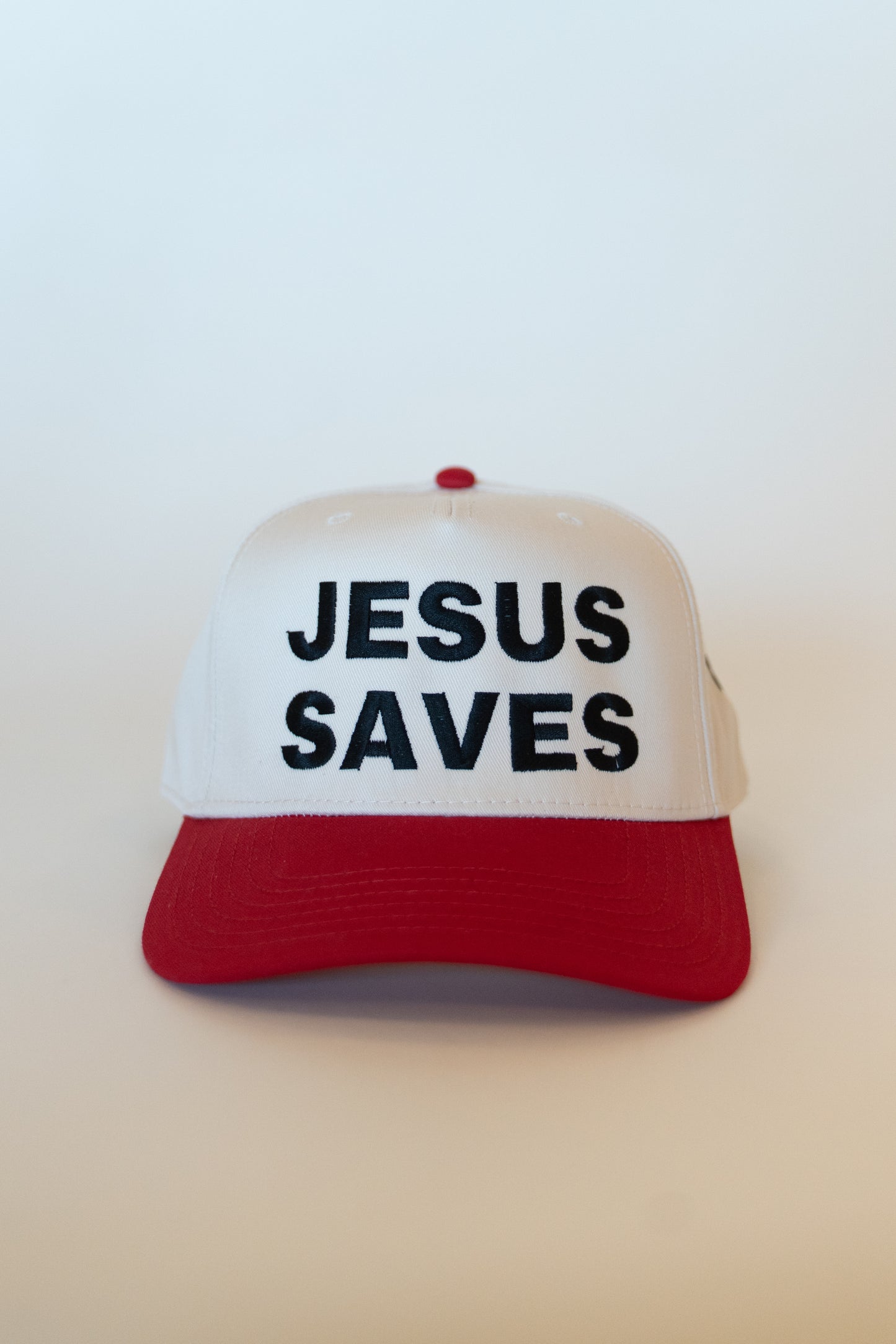 Jesus Saves Hat- Red/Natural