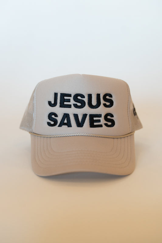 Jesus Saves Trucker- Khaki