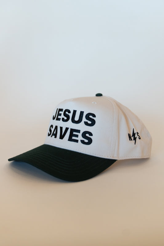 Jesus Saves Hat- Green/Natural