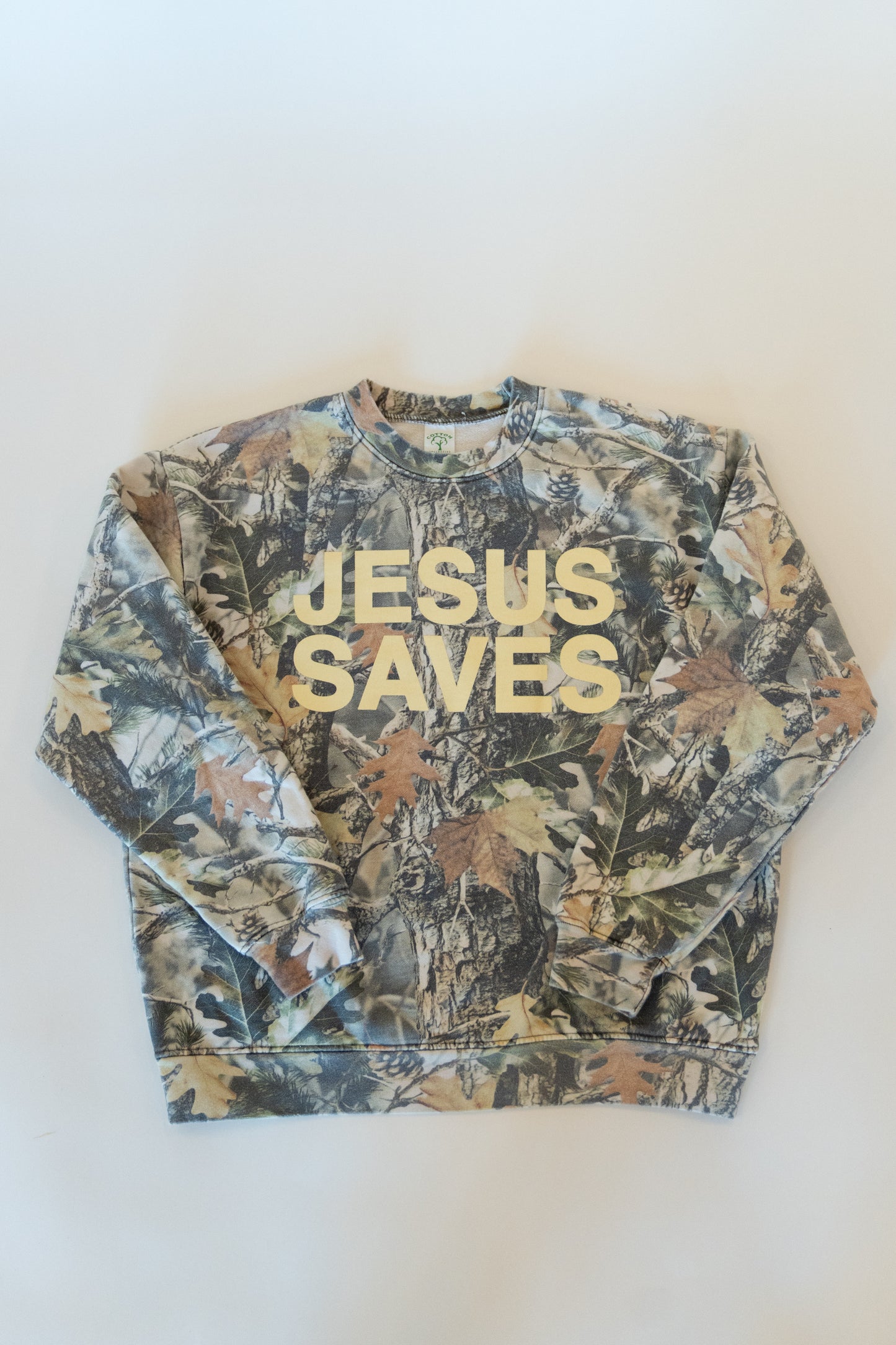 Jesus Saves Camo Crewneck