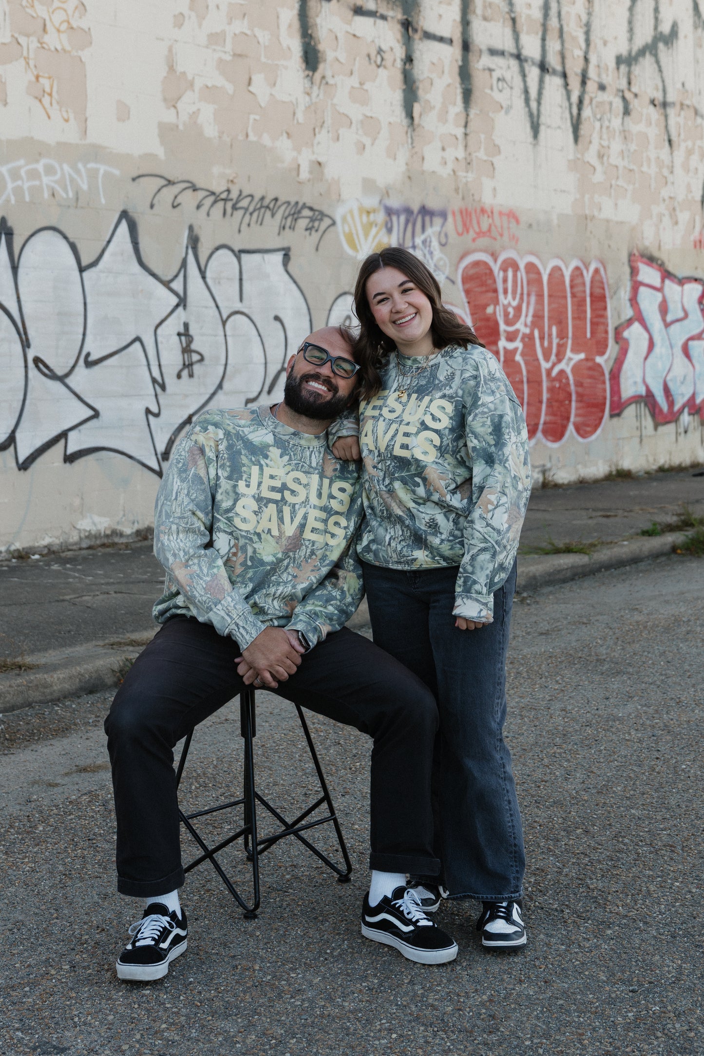 Jesus Saves Camo Crewneck