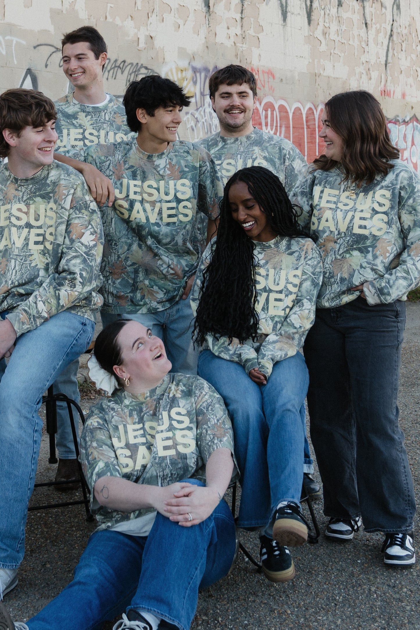 Jesus Saves Camo Crewneck